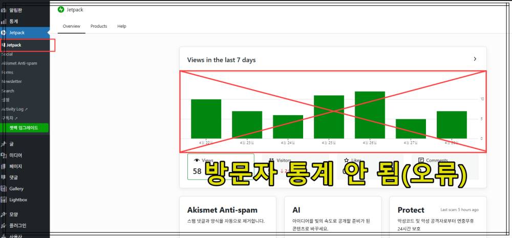 젯펙 방문자 통계 안보임