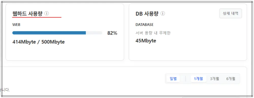 웹 하드 사용량 82%