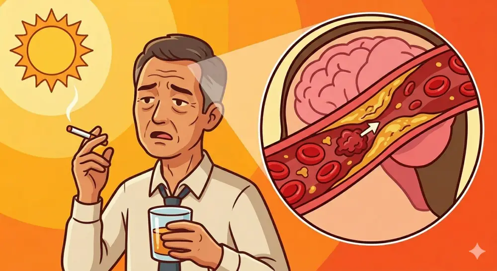 담배, 술은 뇌경색의 원인입니다.